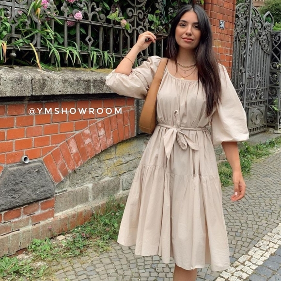 Mango Cotton Puffed Sleeves Dress 